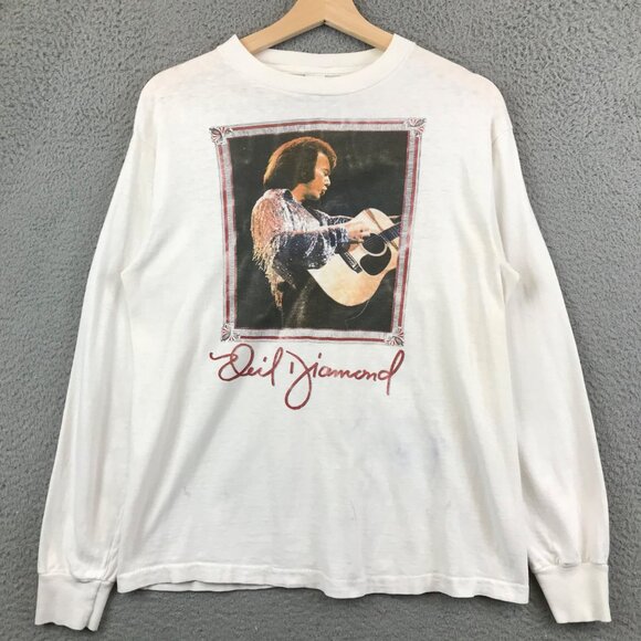Vintage Neil Diamond 80s Shirt GraphicSinging Long sleeve size M Men